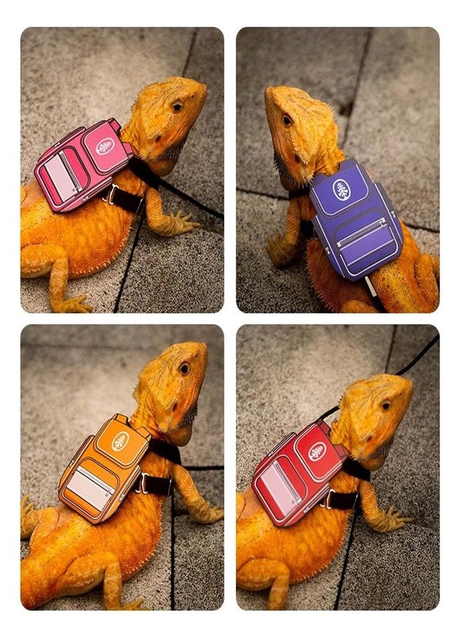 FORZENA Bearded Dragon Harness Leash Soft Leather Harness with Backpack Patch Adjustable Strap Outside Walk Training Leash for Reptile Lizard Amphibians (Grey) - Image 3